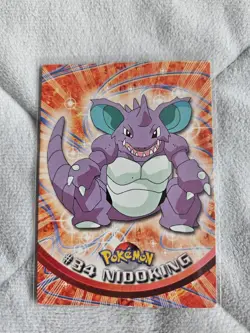 Pokemon #34 Nidoking - TOPPS Trading Card (Green Logo) Non Holo - Image 1