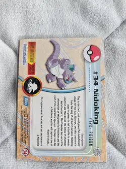 Pokemon #34 Nidoking - TOPPS Trading Card (Green Logo) Non Holo - Image 2