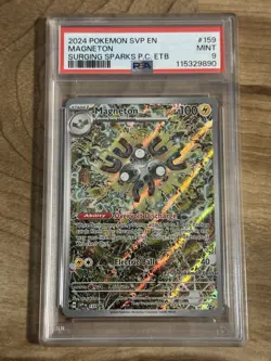 2024 POKEMON SVP SURGING SPARKS POKEMON CENTER ETB PROMO #159 MAGNETON PSA 9 - Image 1