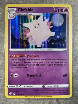 Clefable 075/192 Pokemon TCG Card Swsh02: Rebel Clash Holo Rare (Heavy Play) - Image 1