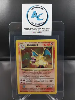 Charizard #4/102 Base Set Holo Rare Pokemon Card MP Moderately Played Free Ship - Image 1