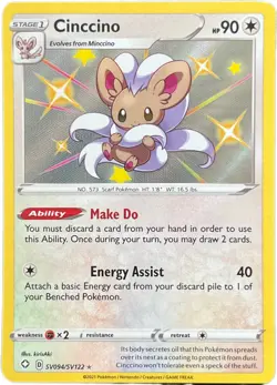 Cinccino SV094/SV122 Shining Fates Shiny Vault Shiny Holo Rare Pokemon Card NM+ - Image 1