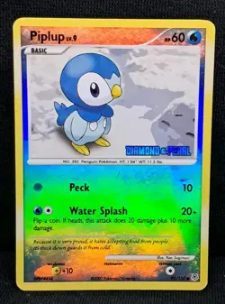 Pokemon TCG Piplup 93/130 Reverse Holo Diamond & Pearl Stamped Card LP/NM - Image 1