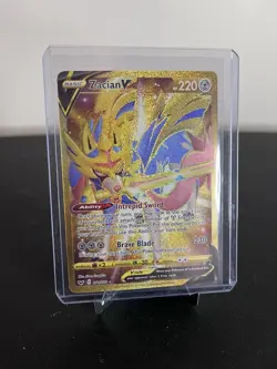Pokemon TCG Zacian v Sword & Shield Base Set Holo Card 211/202 Secret Rare - Image 1