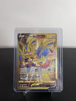 Pokemon TCG Zacian v Sword & Shield Base Set Holo Card 211/202 Secret Rare - Image 4
