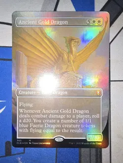 MTG - CLB - Ancient Gold Dragon (Borderless) #365 ‐ Near Mint Foil - Image 1