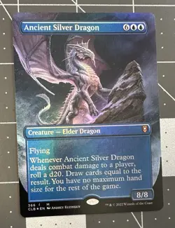 Ancient Silver Dragon Borderless Foil MTG #366 Baldur’s Gate CLB NM - Image 1