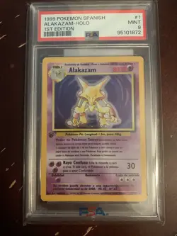1st Edition Base Set Alakazam Holo PSA 9 1999 Pokemon Spanish Mint - Image 1