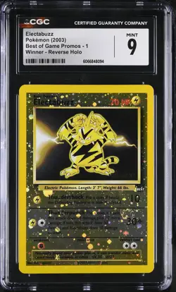 CGC 9 Electabuzz Winner Best of Game Promo 1 Reverse Holo SWIRL Pokemon Card - Image 1