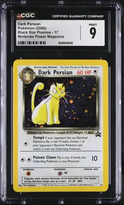 CGC 9 MINT Dark Persian 2000 Black Star Promos 17 Holo Pokemon Card - Image 1