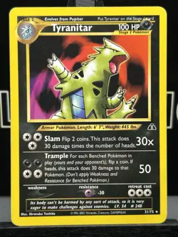 Tyranitar 31/75 Rare Neo Discovery Set Pokemon Card Regular WOTC LP - Image 3