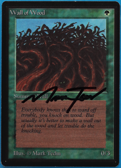Wall of Wood Beta NM Green Common SIGNED MAGIC MTG CARD (ID# 504664) ABUGames - Image 1
