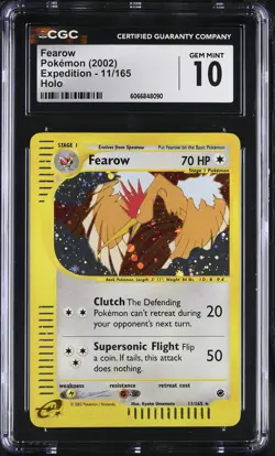CGC 10 GEM MINT Fearow 2002 Expedition 11/165 Holo Pokemon Card - Image 1