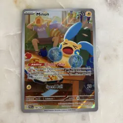 2023 Pokemon Paradox Rift Minun 194/182 Illustration Rare Card - Image 1