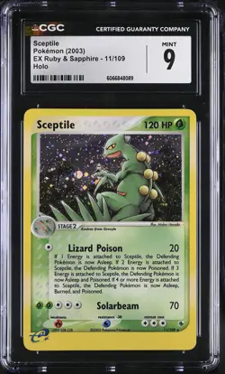 CGC 9 MINT Sceptile 2003 EX Ruby & Sapphire 11/109 Holo Pokemon Card - Image 1