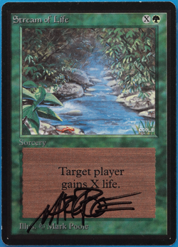 Stream of Life Beta NM Green Common SIGNED MAGIC MTG CARD (ID# 504660) ABUGames - Image 1