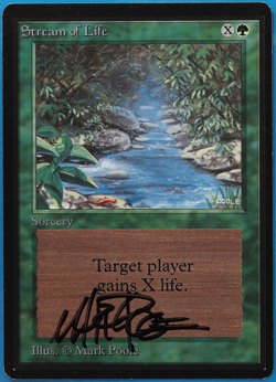 Stream of Life Beta NM Green Common SIGNED MAGIC MTG CARD (ID# 504661) ABUGames - Image 1