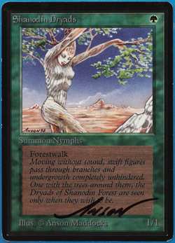 Shanodin Dryads Beta NM Green Common SIGNED MAGIC MTG CARD (ID# 504658) ABUGames - Image 1