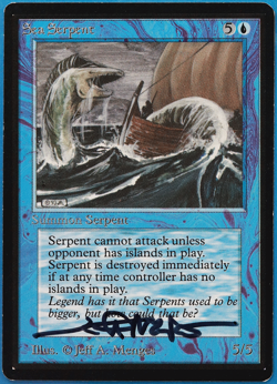 Sea Serpent Beta NM Blue Common SIGNED MAGIC MTG CARD (ID# 504657) ABUGames - Image 1