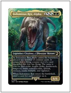 1x Indominus Rex, Alpha, Borderless, Jurassic World, Magic, MTG NM - Image 1