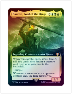 1x Sauron, Lord of the Rings, Extended Art Foil, Magic, MTG NM - Image 1