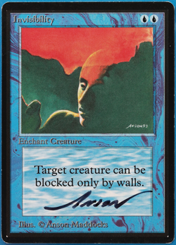Invisibility Beta NM Blue Common SIGNED MAGIC MTG CARD (ID# 504648) ABUGames - Image 1