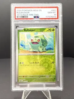 2024 POKEMON MEW EN-151 | 151 5-PACK MINI TINS #001 BULBASAUR PSA 10 - Image 1