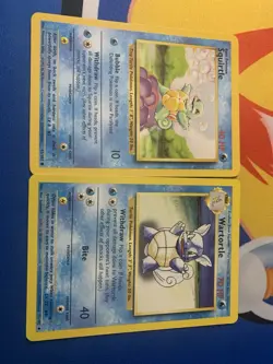 Squirtle & Wartortle Base Set LP Condition WOTC Pokemon Cards 42/102 63/102 - Image 1