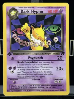 Dark Hypno #26/82 Team Rocket 1st Edition Pokemon TCG Regular WOTC LP - Image 3