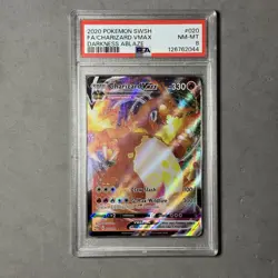 2020 POKEMON SWORD & SHIELD DARKNESS ABLAZE #020 FULL ART/CHARIZARD VMAX (PSA 8) - Image 1