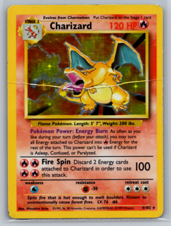 Pokemon TCG Charizard Base Set Holo Unlimited Rare Card 4/102 Heavily Played - Image 1