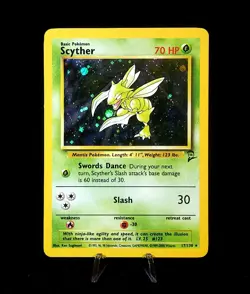 Pokemon Scyther Holo Rare Card Base Set 2 Edition Swirl Holofoil 17/130 WOTC - Image 2