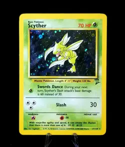 Pokemon Scyther Holo Rare Card Base Set 2 Edition Swirl Holofoil 17/130 WOTC - Image 3