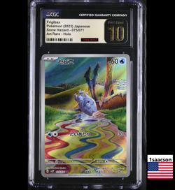 PRISTINE CGC 10 Frigibax AR 075 sv2P Snow Hazard Japanese Pokemon Card Psa - Image 1
