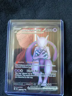 Pokemon TCG Destined Rivals Team Rockets Mewtwo EX Ultra Rare Card 213/182 - Image 1