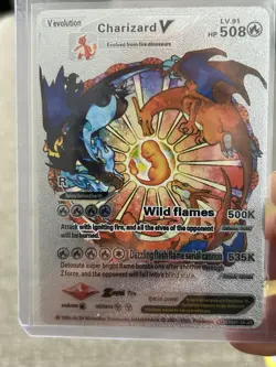 Charizard V Silver Foil Fan Art Vinyl Collector Pokemon Card HP508 LV91 - Image 3
