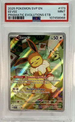 Eevee 2025 Pokemon SVP EN 173 Prismatic Evolutions ETB Black Star Promo PSA 9 - Image 1