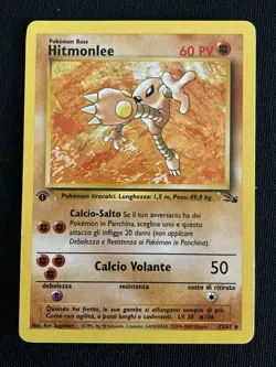 Hitmonlee 22/62 Carte Pokemon Set Fossil Rara Edizione 1 Ita - Image 1