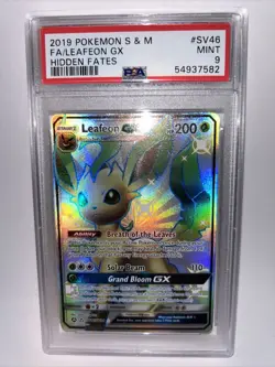2019 Pokemon Sun & Moon Hidden Fates Shiny Leafeon GX #SV46 PSA 9 MINT - Image 1