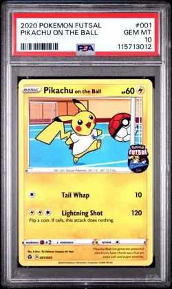 PSA 10 2020 POKEMON FUTSAL #001 PIKACHU ON THE BALL - Image 1