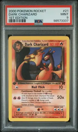 PSA 9 2000 POKEMON ROCKET #21 DARK CHARIZARD 1ST EDITION - Image 1
