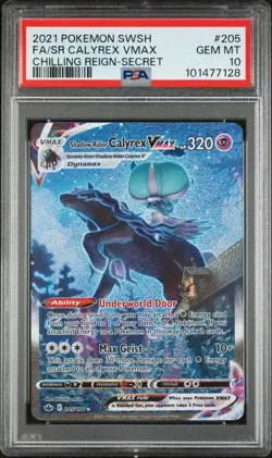 PSA 10 2021 POKEMON SWORD & SHIELD CHILLING REIGN #205 CALYREX VMAX ALT ART - Image 1