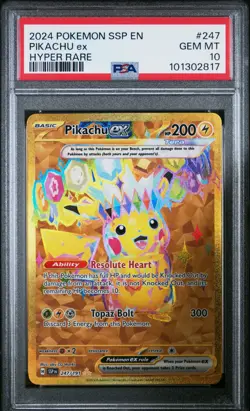 PSA 10 2024 POKEMON SSP EN-SURGING SPARKS #247 PIKACHU ex HYPER RARE - Image 1