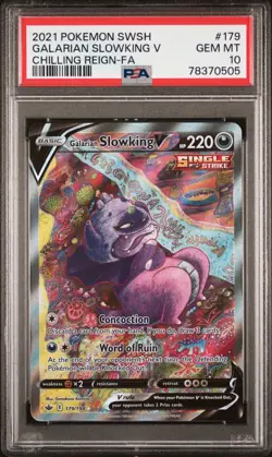 PSA 10 2021 POKEMON SWORD & SHIELD CHILLING REIGN #179 GALARIAN SLOWKING V - Image 1