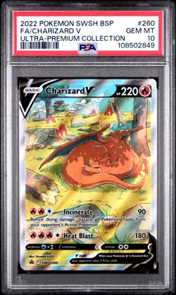 PSA 10 2022 POKEMON SWSH BLACK STAR PROMO #260 FA/CHARIZARD V ULTRA-PREMIUM COLL - Image 1
