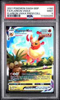 PSA 9 2021 POKEMON SWSH BLACK STAR PROMO #180 FA/FLAREON VMAX PREMIUM COLLECTION - Image 1