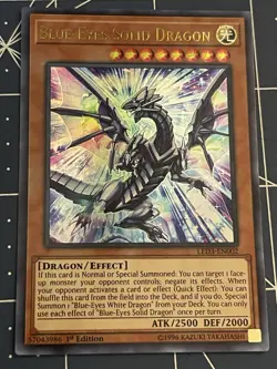 Yu-Gi-Oh Blue-Eyes Solid Dragon LED3-EN002 Ultra Rare 1st Edition Card NM - Image 1