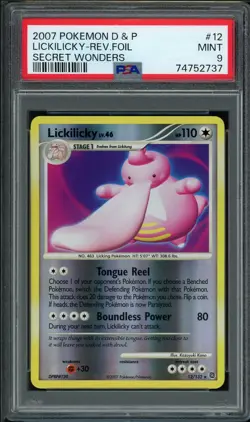 PSA 9 Lickilicky Secret Wonders 12/132 Reverse Holo (POP 8) 2007 Pokemon Card - Image 1