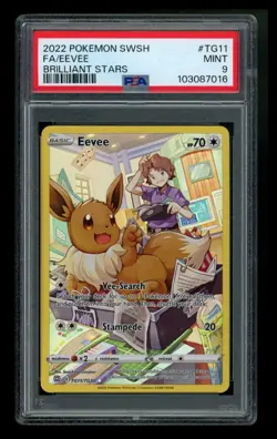 PSA 9 Eevee TG11/TG30 Brilliant Stars 2022 Full Art Holo Pokemon Card TCG - Image 1