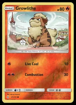 2019 Unbroken Bonds Set Pokemon Card 021 Growlithe Reverse Foil NM - Image 1